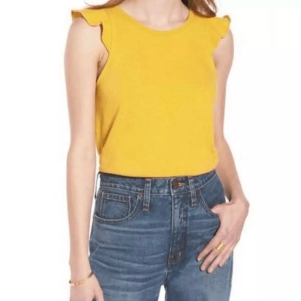 Madewell Mustard Ruffle Sleeve Blouse S